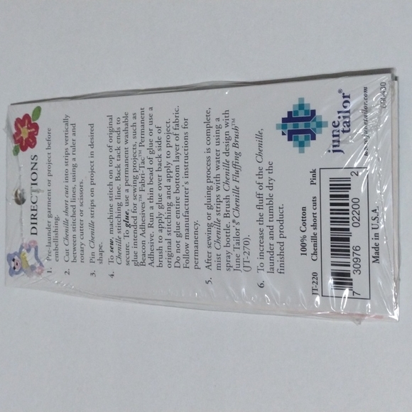 5/$20 Pink Chenille Shortcuts June Tailor JT220 - Picture 3 of 4